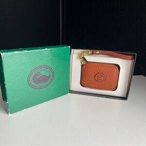 Dooney and Bourke awl Leather Zip Caddy British Tan purse Accessory charm